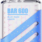 TPD compliant Bar 600 disposable vape Blue Razz Lemon flavor in white and blue colorway with honeycomb texture panel for OEM ODM