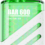 TPD compliant Bar 600 disposable vape Cactus Ice flavor in green and white colorway with honeycomb texture panel for OEM ODM
