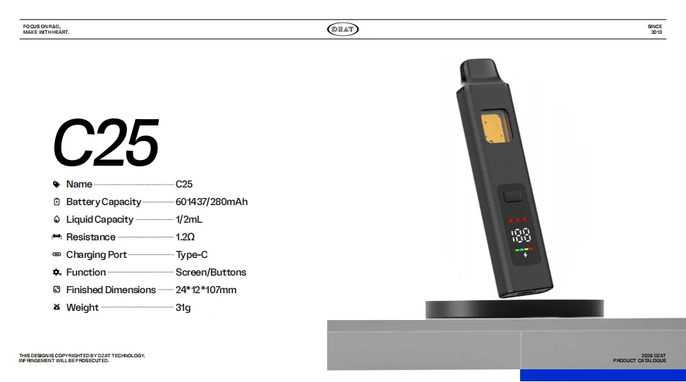 C25 CBD vape device by DZAT - C25 CBD Vape Pen - view 1