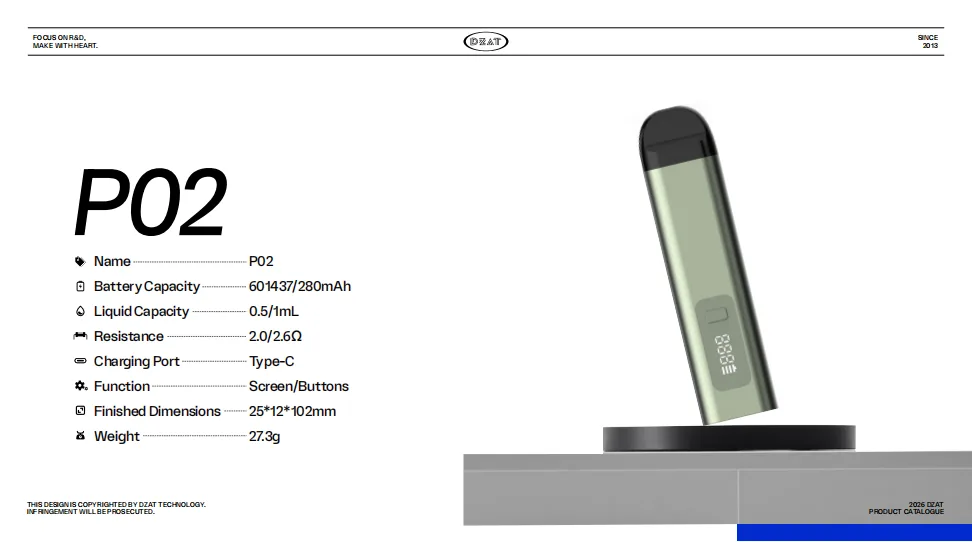 P02 CBD vape device by DZAT - P02 CBD Pod System - view 1