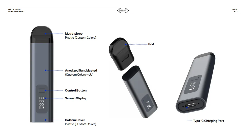 P02 CBD vape device by DZAT - P02 CBD Pod System - view 2