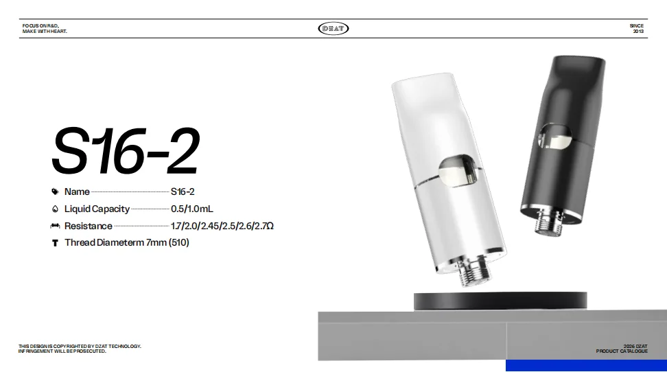 S16-2 CBD vape device by DZAT - S16-2 CBD 510 Thread Cartridge - view 1